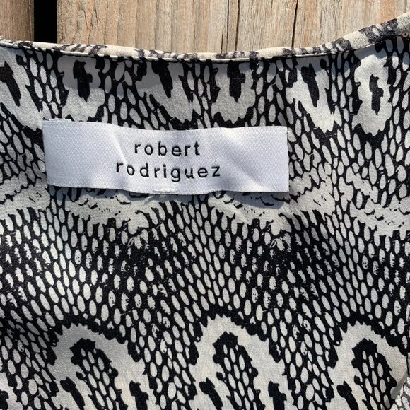 Robert Rodriguez Silk Sheer Snakeskin Print Layered Asymmetric Boho Midi Dress - Picture 11 of 15